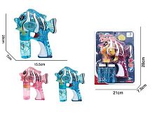 Пістолет з мильними бульбашками 6214 A 2 кольори, “Рибка”, на батарейках, автоматичний принцип роботи, 2 пляшки мильного розчину, музика, підсв