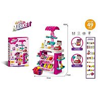 Супермаркет 922-191 49 елементів, висота: 82 см, сканер, підсвічування, звук, ваги, полички, харчові продукти, продуктовий кошик, в коробці