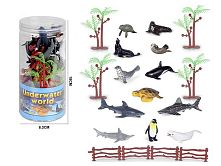 Набір тварин 86-11 "Підводні мешканці", 12 фігурок, декорації, у тубі