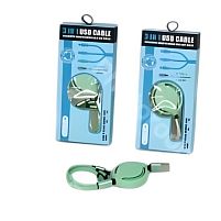 Кабель 3-in-1 USB to Type-C +Lightning+Micro USB 2.4A 80см Stenson R43704