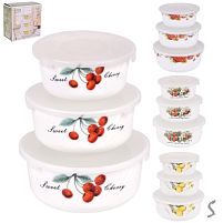 Салатники з кришками склокераміка 3пр/наб 14/16.5/19.5" Stenson R35386