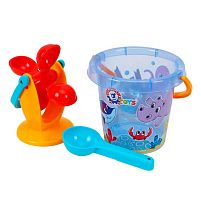 Набір для гри з піском 0105 "Technok Toys", відерце, млин, ложечка, в сітці