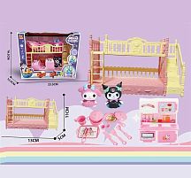 Набір героїв YQ 514 2 фігурки героїв, двоярусне ліжко, аксесуари, кухня, в коробці