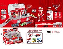 Трек 2812 2 металопластикові машинки, гелікоптер, запускач, в коробці