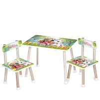 Дитячий столик Bambi M 501-35 «Princess» (з двома стільчиками, ДСП, стіл: □40*60 см, ↑44,5 см, сидіння: □28,5*28,5 см, ↑25 см, силік.зах. ніж.)