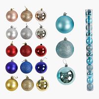 Новорічні прикраси C 67754 12 штук, кульки, D = 8 см, у слюді, ВИДАЄТЬСЯ ТІЛЬКИ МІКС ВИДІВ