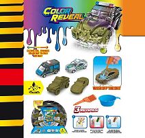 Набір машин SK-J 12 4 машинки, металопластик, змінюють колір, черпак, піпетка, на листі