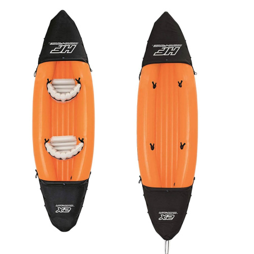 Каяк надувний двомісний (байдарка) BestWay 65077 Lite-Rapid X2 Kayak (88*321 см., висота: 44 см., навантаження до 160 кг., весла, насос, помаранчевий) фото 17