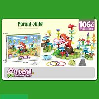 Конструктор 589-3 106 деталей, фігурка динозавра, вбудований акумулятор: 3.7 V, підсвічування, парогенерація, пляшечка, USB-кабель, в коробці