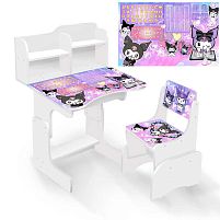 Парта шкільна "Фіолетовий кролик" ПШ 063 ЛДСП, колір біла, 69*45 см, + 1 стілець, з пеналом