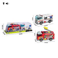 Набір спецтехніки HH 3019 2 машини, підсвічування, звук, інерція, рухомі елементи, помповий механізм, в слюді