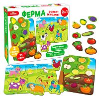 Гра настільна ME5032-14 EN "Ферма Рамки-вкладиші 2в1" "Ludum"