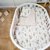 Змінний комплект постільної білизни для овального ліжечка "Лисеня" 44571 тканина РАНФОРС, розмір 110*90 см "Bimbo"
