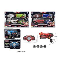 Пістолети з мішенями 869-24 2 види, 2 бластери, 2 мішені, підсвічування, вібрація, звук, парогенератори, ремені, в коробці