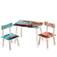 Дитячий столик Bambi M 501-33 «Ferrari» (з двома стільчиками, ДСП, стіл: □40*60 см, ↑44,5 см, сидіння: □28,5*28,5 см, ↑25 см, силік.зах. ніж.)