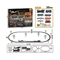 Залізниця 9299-88 35 елементів, 6 вагонів довжиною 66 см, дорога 141х68 см, підсвічування, звук-беззвучний режим, рух вперед, на батарейках, в ко