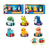 Набір машинок JZD 193 2 види, 3 штуки, звірятка, вінілові, в коробці