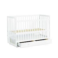 Ліжечко дитяче "Софія" - шарнір-підшипник+ящик з опускною боковиною (Білий, біла паличка)