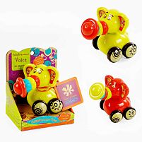 Брязкальце 9942 “Слон”, 2 кольори, гумові елементи, колеса, в коробці