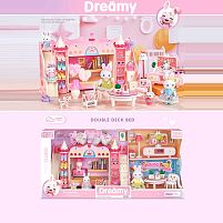 Набір меблів 6711 2 флоксові фігурки, песик, аксесуари, ліжко, столик, 2 стільчики, в коробці