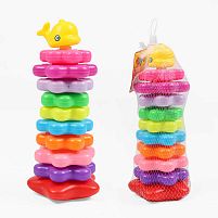 Пірамідка 8034-10 висота 32 см, фігурка тваринки, 10 кілець різного діаметру, в сітці