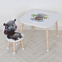 Дитячий столик Bambi M 502-6 «Hippo» (зі стільчиком, ДСП, силіконовий захист ніжок)