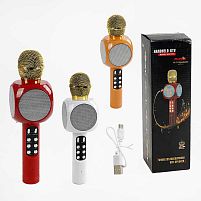 Бездротовий мікрофон С 48342 3 кольори, караоке, bluetooth, USB, колонка, в коробці, ВИДАЄТЬСЯ ТІЛЬКИ МІКС ВИДІВ