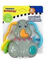 Музичне брязкальце 0889 “Слоник”, на батарейках, підсвічування, мелодії, прорізувачі, звуки, на листі