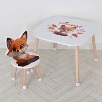 Дитячий столик Bambi M 502-4 «Little Foxy» (зі стільчиком, ДСП, силіконовий захист ніжок)