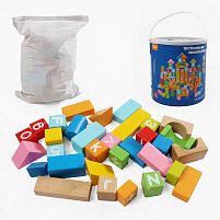 Конструктор дерев’яний C 74311 100 елементів, мішечок для зберігання, у відрі