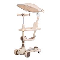 Самокат триколісний iTrike JR3-168-5-BG (колеса: передні Ø4.33"/заднє Ø3,34"/PU, рама: пластик, сидіння, бампер, батьк. ручка, навіс, підсв, до 25 кг)