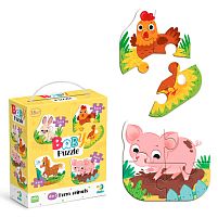Пазл 4 в 1 "Baby puzzle. Сільські тварини" 300686 "DoDo", 4 картинки, в коробці