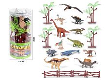 Набір динозаврів 89-48 12 фігурок, декорації, у тубі
