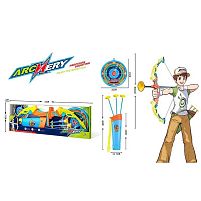 Лук 8002 довжина 60 см, підсвічування, футляр для стріл, мішень, 3 стріли з присосками, в коробці