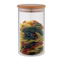 Банка з бамбуковою кришкою 1.0л 9.5*15см Stenson TD00976-1.0