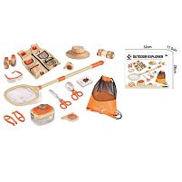 Набір дослідника YS 001 A ліхтарик на батарейках, лупа, сачок, контейнер, ножиці, жилет та капелюх, сумка, бінокль, в коробці