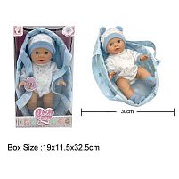 Пупс YL 2430 F-E висота 30 см, гумовий, кокон з ручками, знімний одяг, в коробці