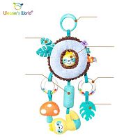 Брязкальце C 75375 "Лінивець", пискавка, мелодія вітру, шелесткі елементи, кільце для підвішування, в пакеті