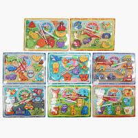 Вкладиші C 74615 дерев'яні, годинник, магнітна риболовля, маркер, у плівці, ВИДАЄТЬСЯ МІКС ВИДІВ