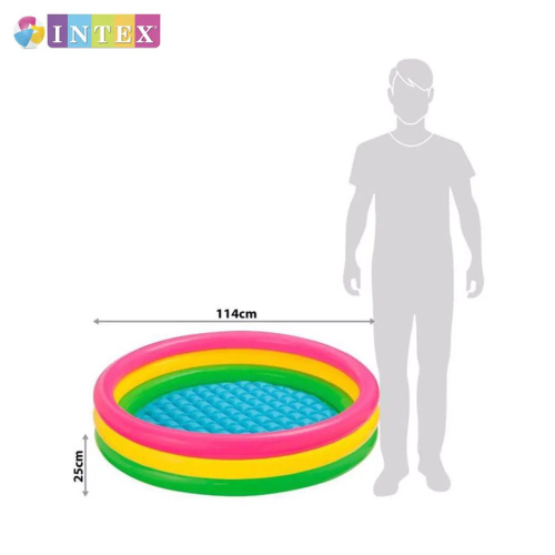 Дитячий надувний басейн Intex 57412 «Райдужний» (Ø114 см, ↑25 см, об'єм: 131 л, надувне дно, серія: Small Pools) фото 6