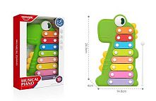 Ксилофон HE 8012 "Динозаврик", 8 металевих пластин, молоточок, в коробці