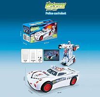 Машинка трансформер YJ 388-71 L “Поліція”, підсвічування, музика, звуки, колесо вільного ходу, акум. 3.7V, USB Type-C кабель, автоматично транс