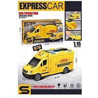 Спецтехніка JS 126 F “Автофургон”, 1:16, звуки, підсвічування, інерція, відкриваються дверцята, гумові шини, в коробці