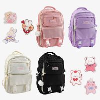 Рюкзак C 72829 4 кольори, розмір: 34х16х47 см, 2 відділення, 4 кишені, піни, брелок, на блискавці, в пакеті, ВИДАЄТЬСЯ ТІЛЬКИ МІКС ВИДІВ