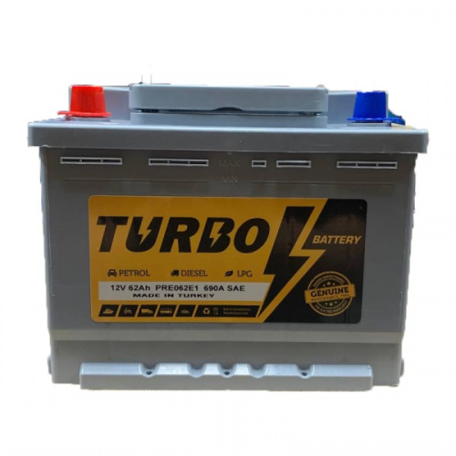 Автомобільний акумулятор Turbo 6СТ-62 (1) (Premium, Ca/Ca, 12V, 62Ah, PRE062E1, EN690A, Euro, 175*190*242 мм., Турція, 2023 рік) фото 2