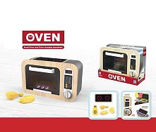 Мікрохвильова піч 818-502 A дерев'яна, підсвічування, звуки, муляжі їжі, які змінюють колір, в коробці