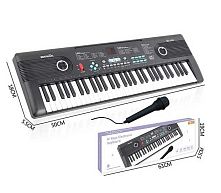 Синтезатор R 673 61 клавіша, USB-AUX кабель, мікрофон, працює від мережі або батарейок, звуки музичних інструментів, мелодії, регулювання гучност
