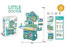 Набір лікаря 922-217 медичний центр, розмір: 38х20х50 см, окуляри, пінцет, ножиці, молоточок, дзеркало, затискач, отоскоп, дзеркало, ліки, пласт