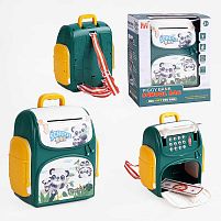 Сейф 8697 B "Панди", звук, підсвічування, мелодії, відбиток пальця, іграшкові гроші, лямки, рюкзак, в коробці