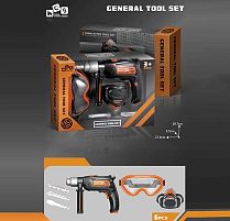 Набір інструментів 778-5 6 елементів, дриль, на батарейках, реверс, насадки, болти, окуляри, маска, в коробці